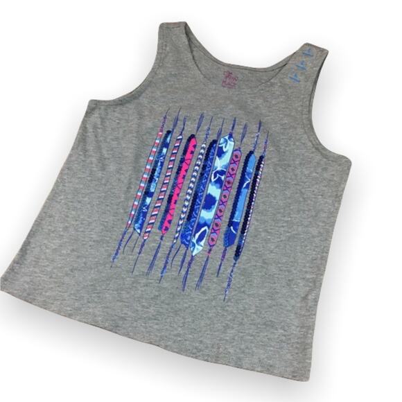 Children's‎ Place Girls Tank Top 10 12 Gray Tank Ribbon Friendship Bracelet NEW - Picture 1 of 5